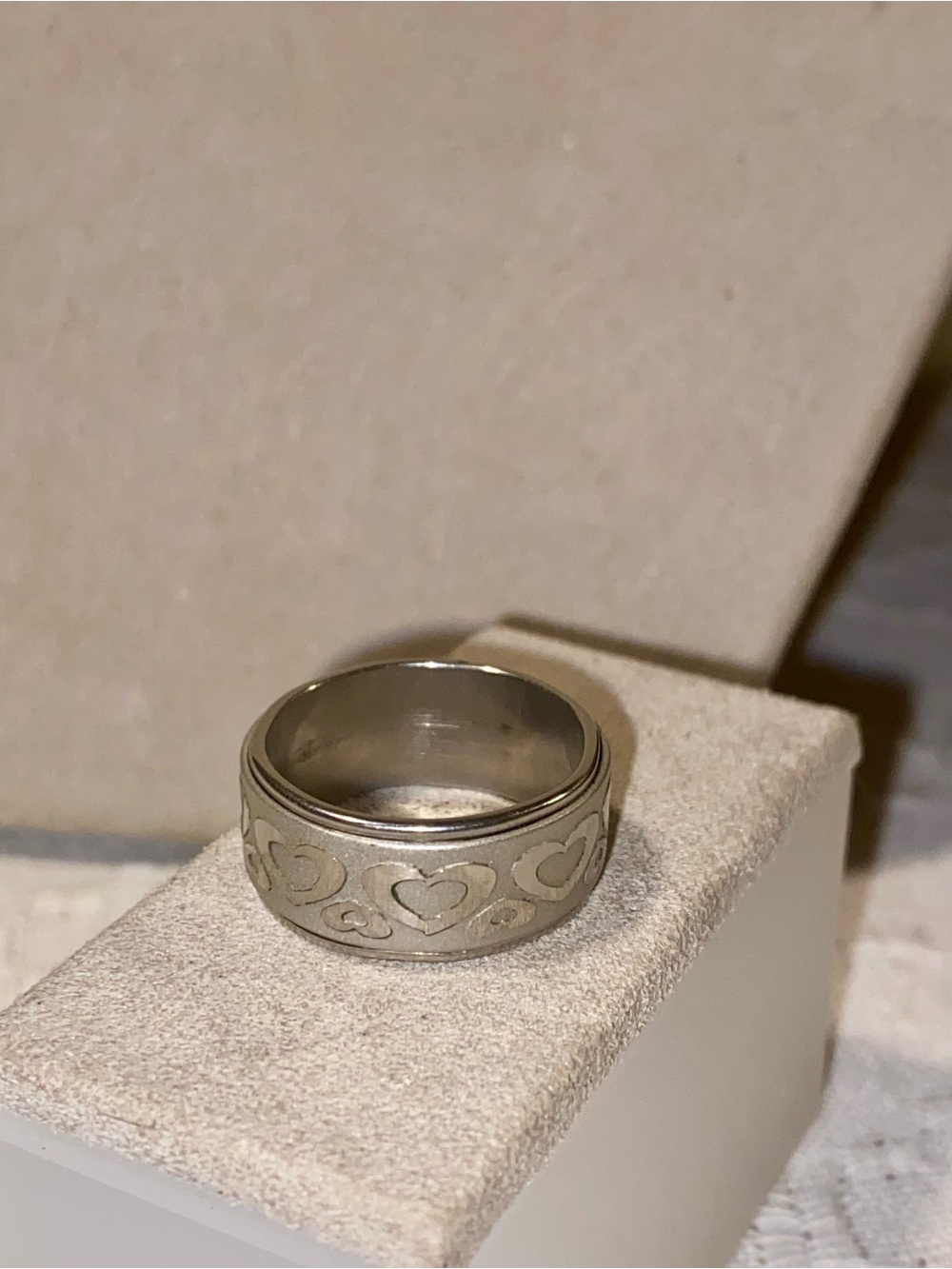 Stainless Steel Heart Band Ring